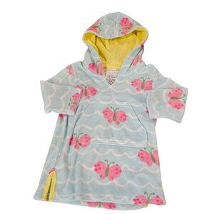 Pottery Barn Kids Baby Girls 12-18 M Terry‎ Swim Coverup Blue Butterflies Hooded